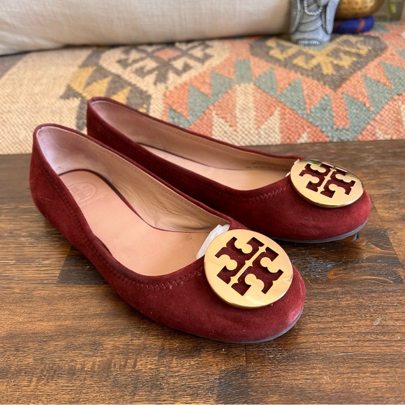 Tory Burch REVA $298 Burgundy Suede Ballet Flats US6 M - Picture 3 of 13